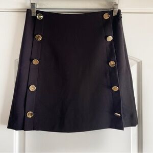 LOFT Black Mini Skirt with Gold Accents